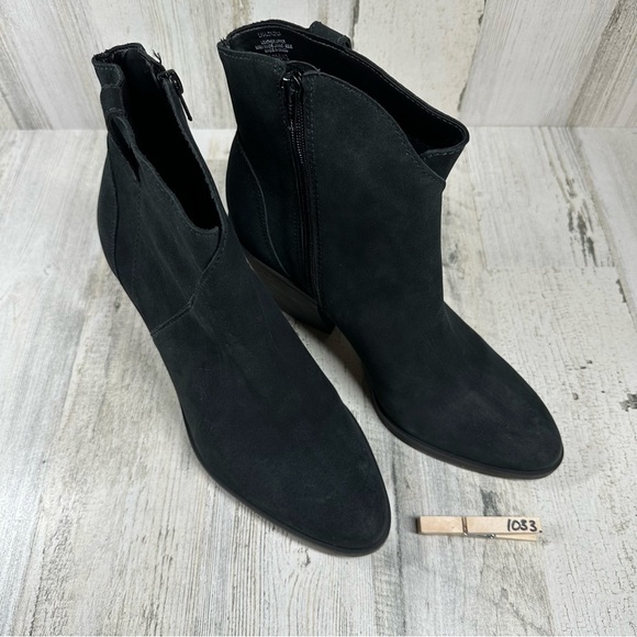 NEW Lucky Brand Loxona Black Leather Block Heel Ankle Boots #1033 - Picture 4 of 13